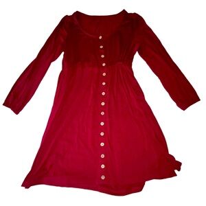 Long-sleeved Maroon Red Dress with Buttons Women’s Size Large